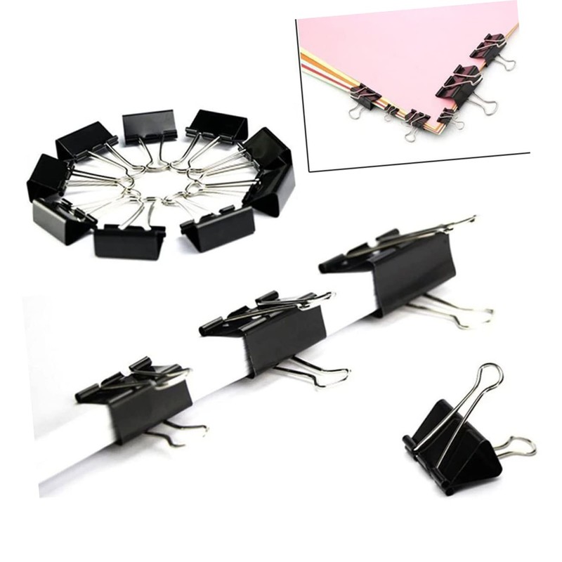 jojofuny 130Pcs Black Binder Clips Assorted for Home Office School