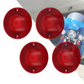 HDBUBALUS Flat Turn Signal Light Red Lens Cover 3.25" Fit For Harley Touring Road King Electra Glides Ultra Glide Road Glide Street Glide 1986-up 4pc