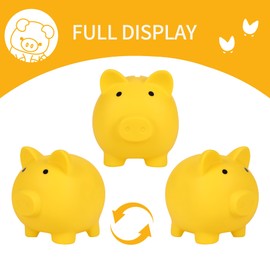 H&W Mini Yellow Piggy Banks for Kids,Unbreakable Piggy Bank,Plastic Money Box,First Money Bank,Best Birthday Gifts Home Decoration