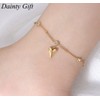 DAINTY Women /Girl Titanium Stainless Steel CZ Gold Heart Anklet