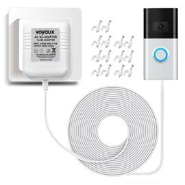 24V Doorbell Transformer, AC Adapter for All Ring Video Doorbell Versions, 18ft Long C Wire Power Supply, Compatible with Ring, Nest, Wyze, and Eufy Doorbells –Pure Copper Enameled Wire Design