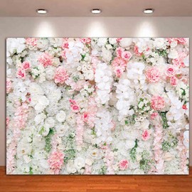 MAQTT 8x6ft Pink Rose Floral Photography Backdrop Spring Tea Girls Birthday Party Bridal Engagement Shower Party Photo Background Studio Prop Banner Celebration