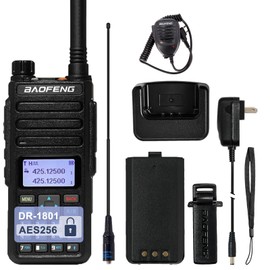 BAOFENG DR-1801 DMR Radio AES256 Digital/Analog Two Way Radio Long Range DM-1801 Upgraded Version 2200mAh Battery SMS Function Dual Band Walkie Talkie with 771 Antenna Mic
