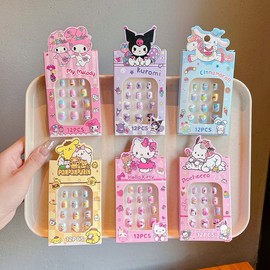 [Overseas] Cinnamoroll Nail Parts Children's Nail Sticker Set Princess Sticker Finished Product Separated Hard Fake Nail Art Small Box/ Coolomi 4ea