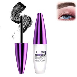 Tattoo Eyebrow Gel Easy Peel Off - Gray Brown Eyebrow Tattoo Easy Peel-Off Eye Brow Gel, Natural Brow Color for Women Sparse Brows, Lasts 3 Days, Waterproof At-Home Salon Results - 03