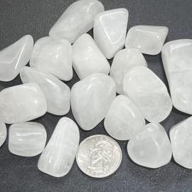 White Quartz Crystal Tumbled Stones (By The Piece or Pound) Wholesale - 8 Ounces (15-20 Pcs)