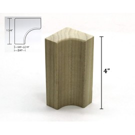 3/4" x 1 3/4" x 4" Poplar (Paint Grade) Hardwood Inside Corner Base Block, Trim Molding (3)