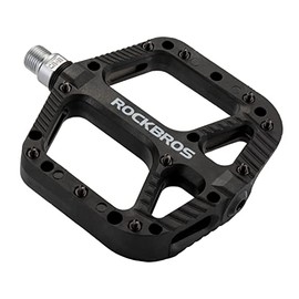 Rock BROS Pedales de bicicleta de montaña de nailon compuesto de 9/16 pulgadas MTB Pedales de bicicleta con plataforma plana ancha