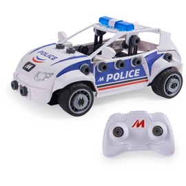 Meccano Junior, RC Police Car with Working Trunk and Real Tools, Toy Model Building Kit, STEM Toys for Kids Ages 5 and Up