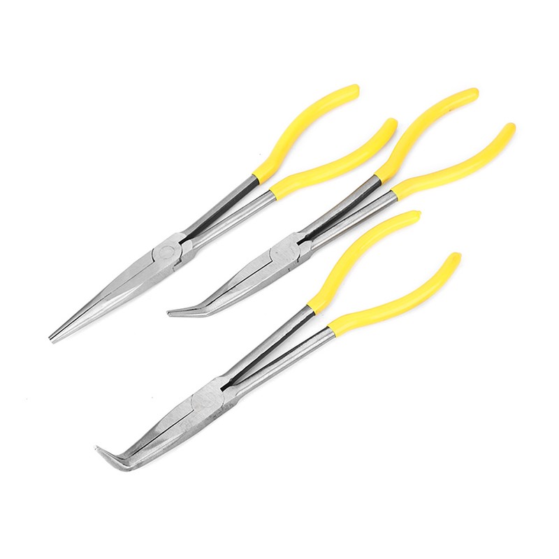 3 Pcs Mechanical Pliers 11in Long 45° 90° Bending Tip