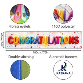 Congratulations Banner for Prom - Congratulations Decorations - Well Done - We Are So Proud of You - 180x40 cm (White)