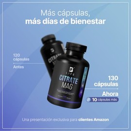 B Life Citrato de Magnesio Puro | 130 cápsulas | 2400 mg por porción | Alta absorción | Adicionado con Vitamina C y Colágeno Hidrolizado | Citrate Mag