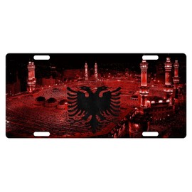Albania Flag Custom License Plate Albanian Emblem (VERSION 4)