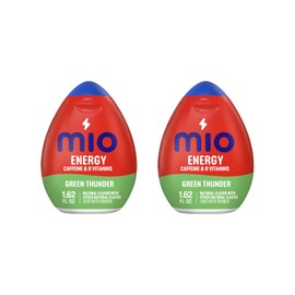 MiO Liquid Water Enhancer - makes 24 servings + Vitamins, 1.62 oz each, (Green Thunder, Pack of 2)