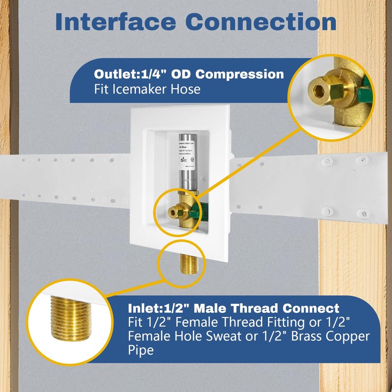 1-PACK GUOFIS Icemaker Outlet Box with 1/2" MIP Sweat Inlet
