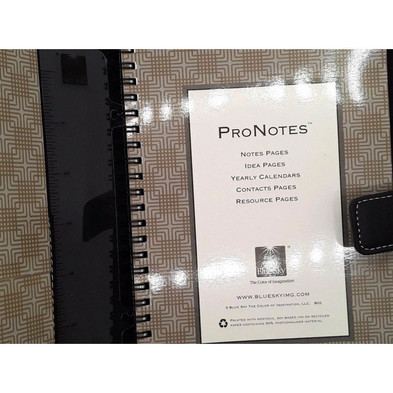 Blue Sky Pro Notes Black Notebook / Planner Faux Leather
