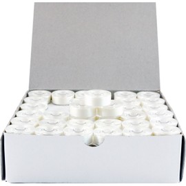 Threadart Prewound Embroidery Bobbins- 144 Count Per Box - Plastic Sided White - L Style - 8 Options Available