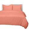 ROYALE Coral Duvet Cover Queen Size - Washed Duvet Cover Set, 3 Piece Double Brushed Duvet Covers with Button Closure & Corner Ties - 1 Duvet Cover 90x90 inches and 2 Pillow Shams - Comforter Cover