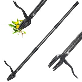 VUGHIUA Weed Puller Tool, 4 Claw Stand Up Manual Weeder, Heavy Duty Weeding Tool with 60 inch Long Handle,Steel Head,Uprooting Dandelion Removal Gardening Tools for Farm Lawn Grass Removal
