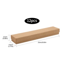 Pack of 12 Kraft Brown Square Cardboard Jewellery Ring Boxes Jewellery Cardboard Paper Retail Gift Box for Necklaces Anniversaries Weddings Party Festivals Birthdays 22 x 4.5 x 2.5 cm