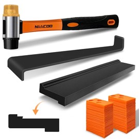 NAACOO Laminate/Vinyl Flooring Tools, Tapping Block for Vinyl Plank Flooring - Double Sided with Notches, Pull Bar, 40Pcs Floor Spacers, Rubber Mallet. Universal Floor Installation kit
