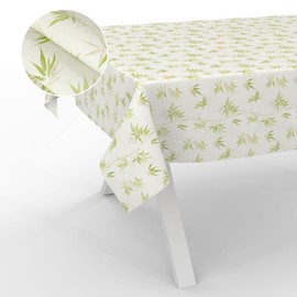 ANRO Oilcloth Tablecloth, Washable, Oilcloth, Garden Tablecloth, Outdoor, Indoor, 240 x 140 cm, Cut Edge, Bambuk