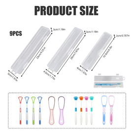 9 Pcs Tongue Scraper Case, Portable Clear Tongue Scraper Travel Case, Transparent Appearance, Easy to Open and Close, Not Easy to Break, Can Accommodate Dental Floss, Toothbrush, Small Teaspoon