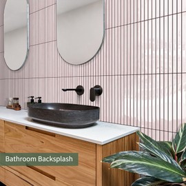 MOONFUN 10 Sheet Upgraded Thicker Peel and Stick Backsplash,12"x12"Pink Premium Self Adhesive Wall Tiles Stick on Back Splash Tiles for Kitchen, Bathroom,Fireplace