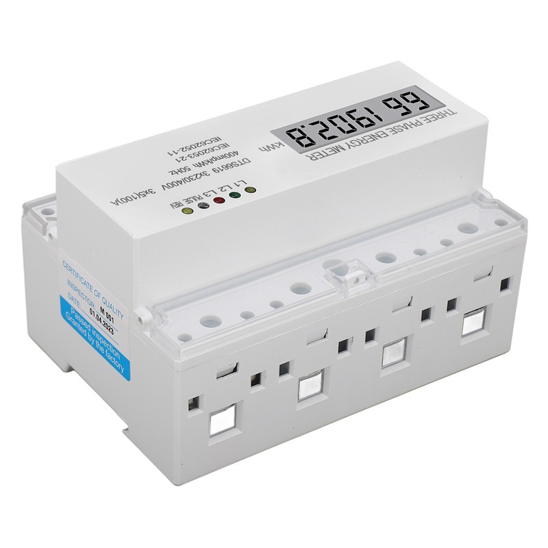 3 Phase Energy Meter DIN Rail Mount Electricity Usage Monitor