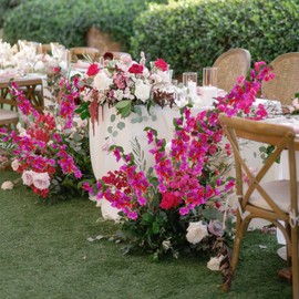 INSUNSIX 12PCS Bougainvillea Artificial Flowers 31.50" Long Stem Faux Silk Bougainvillea Branches Fake Hanging Flowers Vines for Wedding Arch Wall Outdoor Home Decoration (Fuchsia Mixed)