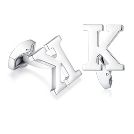 HONEY BEAR Letters Initials Letters Cufflinks Men's Stainless Steel Cufflinks Silver, Stainless Steel, No Gemstone