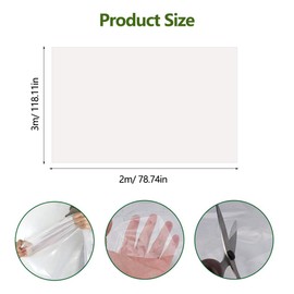 3 x 2 m Film for Greenhouse, Tear-Resistant Polyethylene Film, Transparent