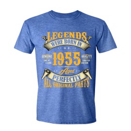 70th Birthday Shirt for Men, Legends were Born in 1955, Funny 70 Years Old Vintage T Shirts 70th Birthday Gifts for Men Blue Heather X-Large