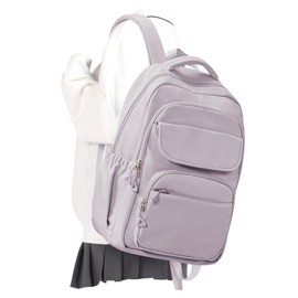 Lendolk Cute School Backpack for Teens Girls Boys Waterproof School Bag Basic Backpack for College Students Multi Pocket Backpack Lightweight Casual Daypack Backpacks for Women Men（Purple）