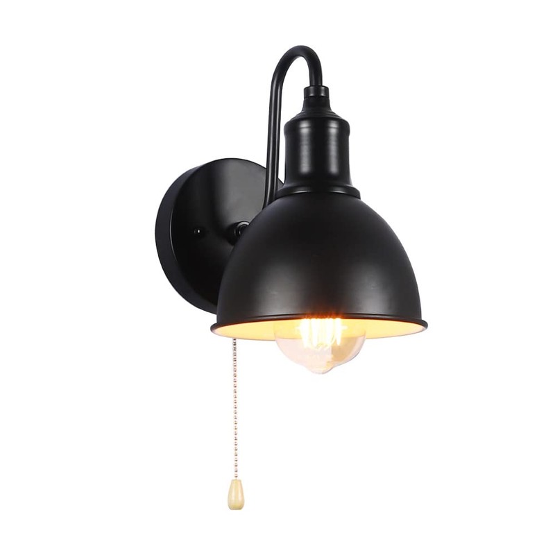 VinTopsh Black Wall Sconces with Pull Chain Switch, Metal Wall