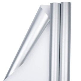 JAM Paper Gift Wrap - Matte Wrapping Paper - 50 Sq Ft Total (30 in x 10 Ft Each) - Matte Silver Foil - 2 Rolls/Pack