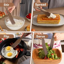 Wooden Skinny Spurtle, 11” Bread Mixing Stirring Stick Spatula for Sourdough Starter, Wood Dough Whisk Flat Kitchen Spreading Cooking Tool Scraper Jar Spatula for Starter Baking Sour dough Gift