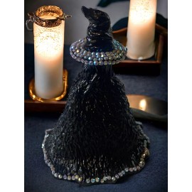 5 inch Black Witch figure with pencil holder hat. With rhinestones.