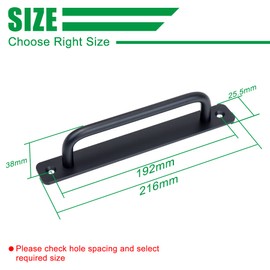 Forestchill 4 Pieces Door Handle, Heavy Duty Barn Door Handle Pulls, Sliding Door Handles with Screws, Suitable for Barns, Warehouses, Cupboards, Closets, Cabinets, Sliding Doors (Black, 192 mm)