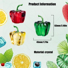 JSBWSFA 1Pcs Crystal Chili Figurine Creative Bell Pepper Statue Hand Blown Glass Vegetable Decoration Crystal Paperweight Office Living Room Decorative Figurines On The Dining Table (Yellow)