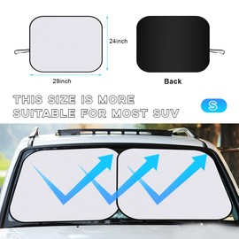 Ziciner 2 PCS Car Windshield Sun Shade, Auto Sun Heat and UV Rays Blocker, 24"×29" Foldable Automotive Front Window Sunshade Protector, Universal Vehicle Interior Accessories (Silver-S)