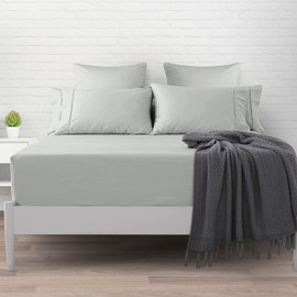 Imperial Rooms Fitted Sheet 40 Cm - Extra Deep Brushed Microfiber Bed Sheets Easy Care Soft Fitted Bed Sheet - Shrinkage and Fade Resistant (Silver, Super King)