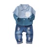 NZRVAWS Baby Boy Clothes Toddler Clothing Blue Block Pocket Shirt