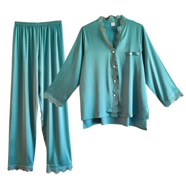 Laura in - Women's 2 Piece Silk Satin Pyjamas with
