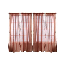 J&V TEXTILES 4-Pieces Sheer Solid Sheer Window Curtains 84 - Window Treatment Rod Pocket Voile Drape/Panel Sets for Patio Door (Chocolate)