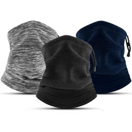 COOLOO 3 Pack Neck Warmer Snood for Men Women Unisex Fleece Winter Neck Gaiter Windproof Bandana Adjustable Face Covering Scarf for Skiing Motorcycle Outdoor Sports Running Cycling