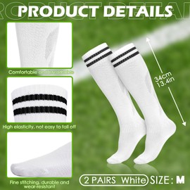 Vinsatin 2 Sets of Soccer Shin Pads Guards Set 2 Pairs Soccer Shin Pads 2 Pairs Long Socks and Sleeves for Adult Youth, Lightweight Equipment(M,White)