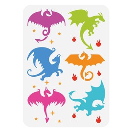 FINGERINSPIRE Wings Dragon Painting Stencil 21 x 29.7 cm Reusable 6 Styles Pterosaur Drawing Template Star Fire Dragon Silhouette Stencil for Painting on Wood Wall Fabric Furniture