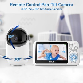 TakTark Baby Monitor with Camera, 4.3 Inch Baby Monitor with Camera and Audio with Pan-Tilt 300° Rotation Video Baby Monitor with VOX, Intercom Function, Night Vision, Temperature Sensor and No