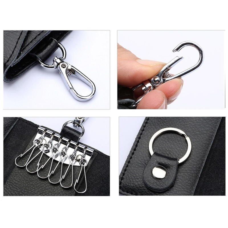 QIUPFGUT Leather Key Bag Key Organiser, black